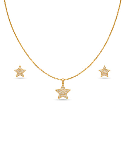 Gold Plated Delicate Star AD Chain Pendant Set