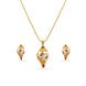 Gold Plated Sankh Enamel Chain Pendant Set