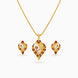 Gold Plated Enamel Sankh Motif Chain Pendant Set
