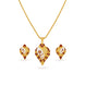 Gold Plated Enamel Sankh Motif Chain Pendant Set