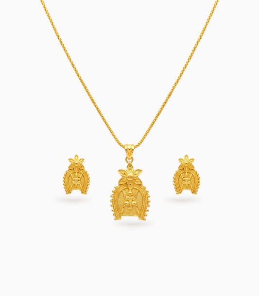 Gold Plated Swastik Chain Pendant Set