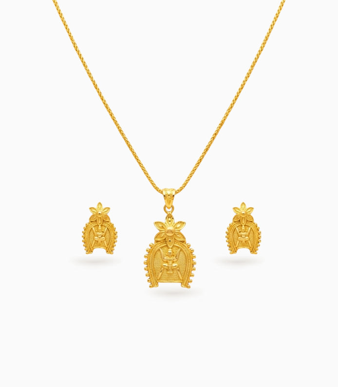 Gold Plated Swastik Chain Pendant Set