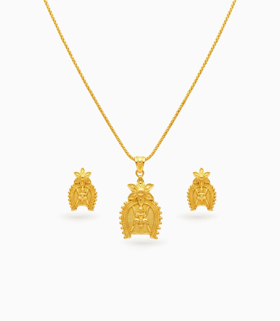 Gold Plated Swastik Chain Pendant Set