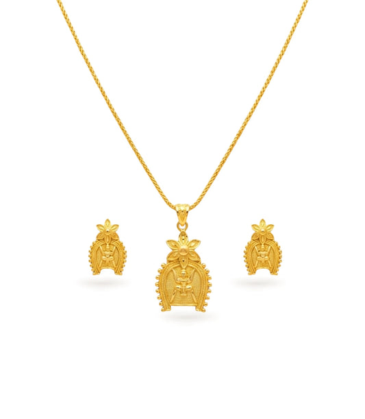 Gold Plated Swastik Chain Pendant Set