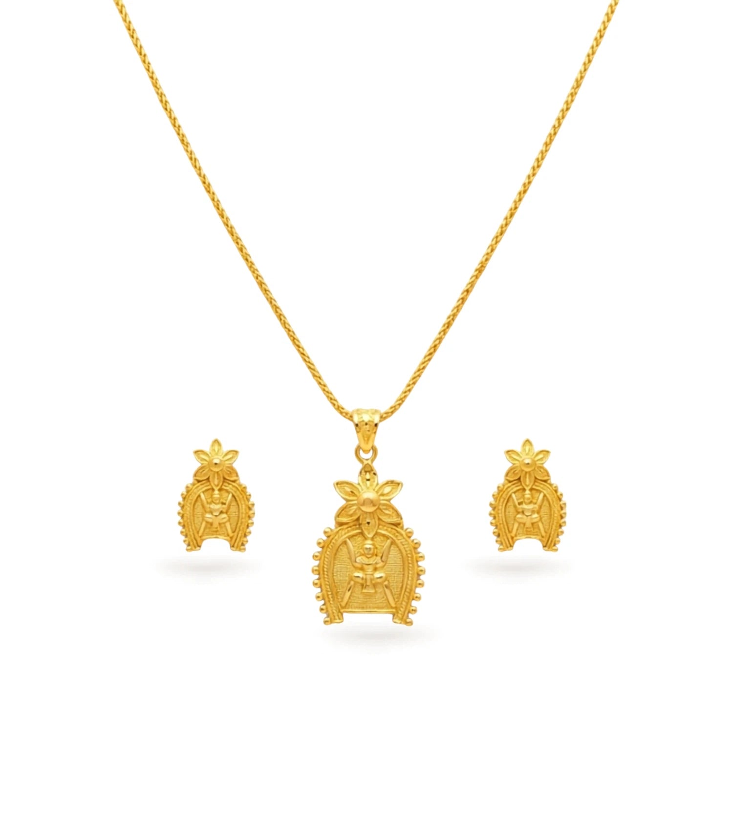 Gold Plated Swastik Chain Pendant Set