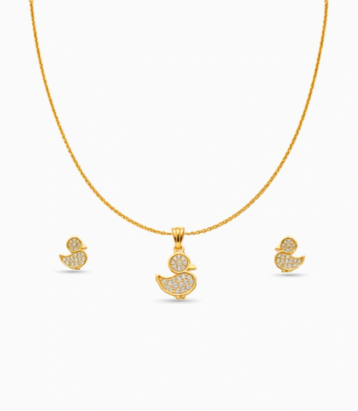 Gold Plated Delicate Duck AD Chain Pendant Set