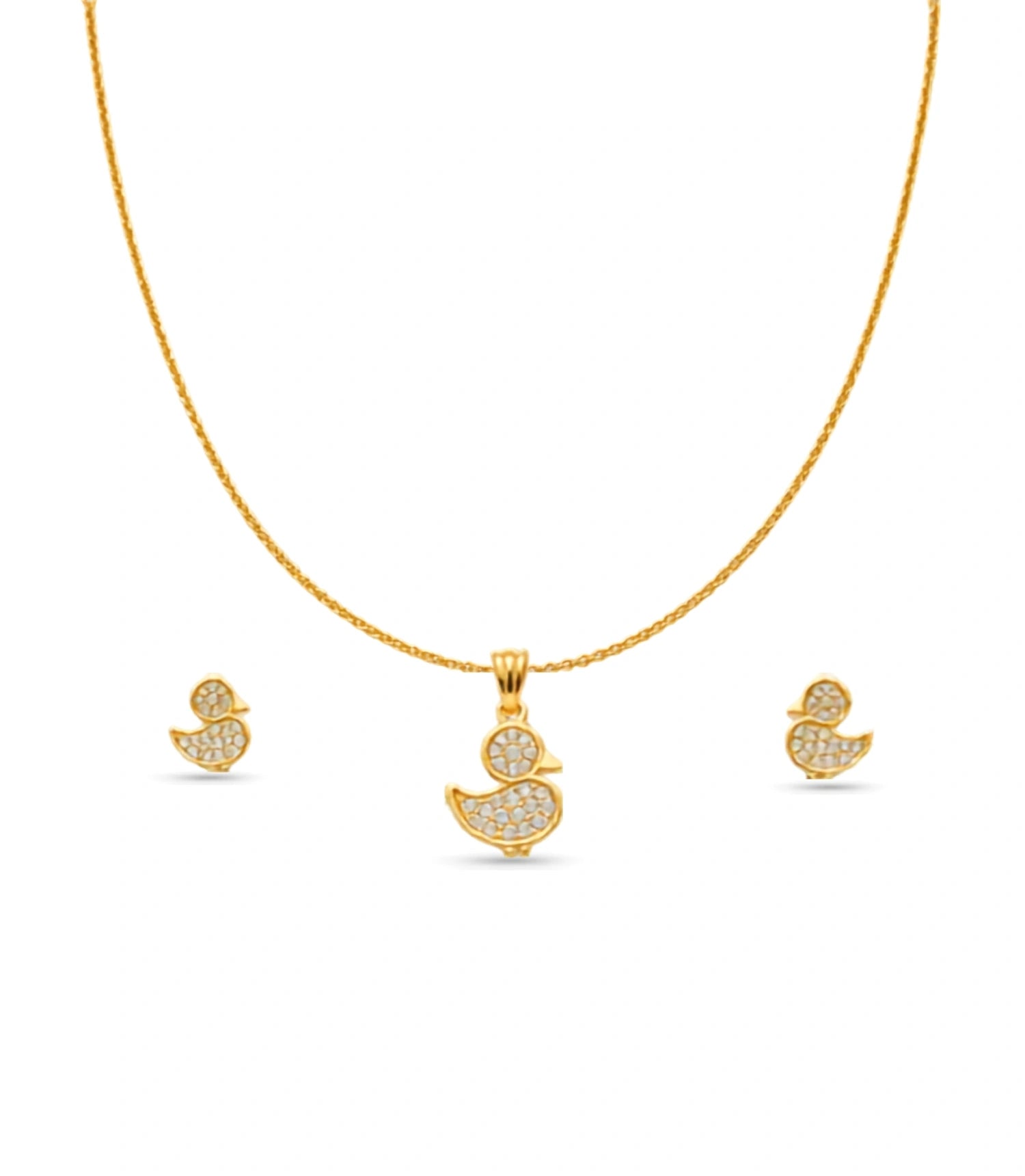 Gold Plated Delicate Duck AD Chain Pendant Set