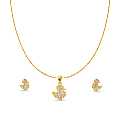 Gold Plated Delicate Duck AD Chain Pendant Set