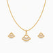 Gold Plated Delicate Sunburst Fan AD Chain Pendant Set