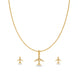 Gold Plated Delicate Aeroplane AD Chain Pendant Set