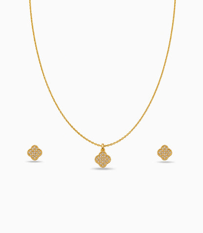 Gold Plated Delicate Filigree AD Chain Pendant Set