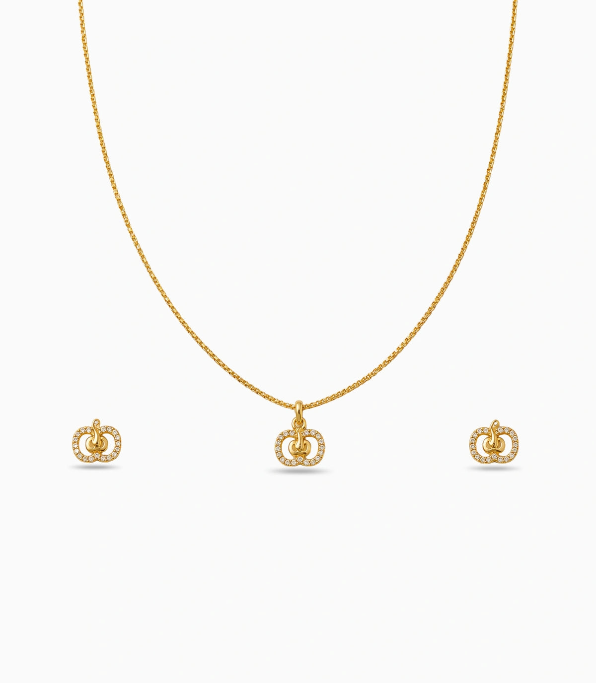 Gold Plated Delicate Apple AD Chain Pendant Set