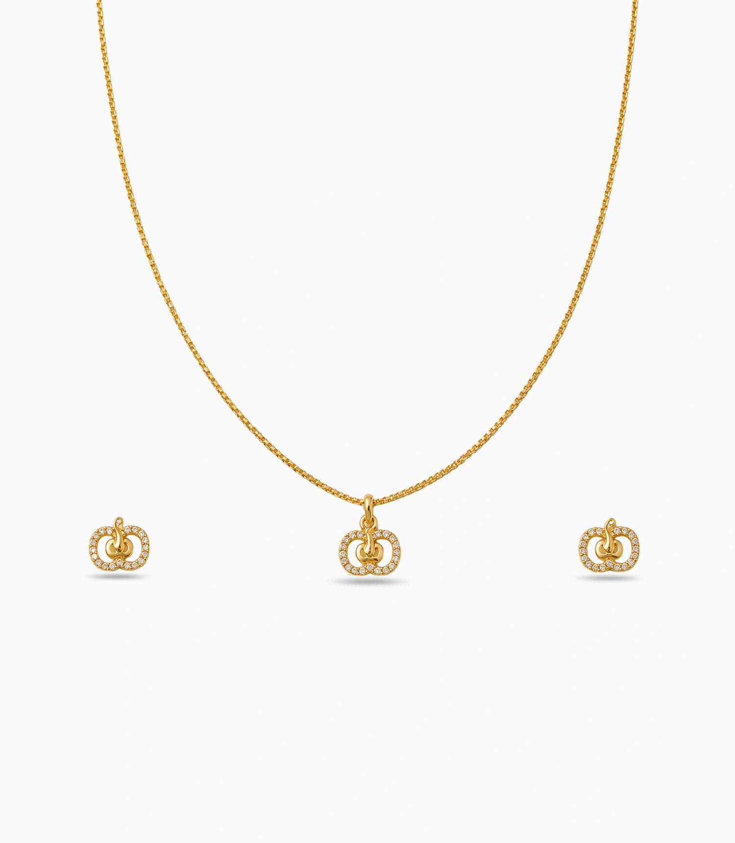 Gold Plated Delicate Apple AD Chain Pendant Set