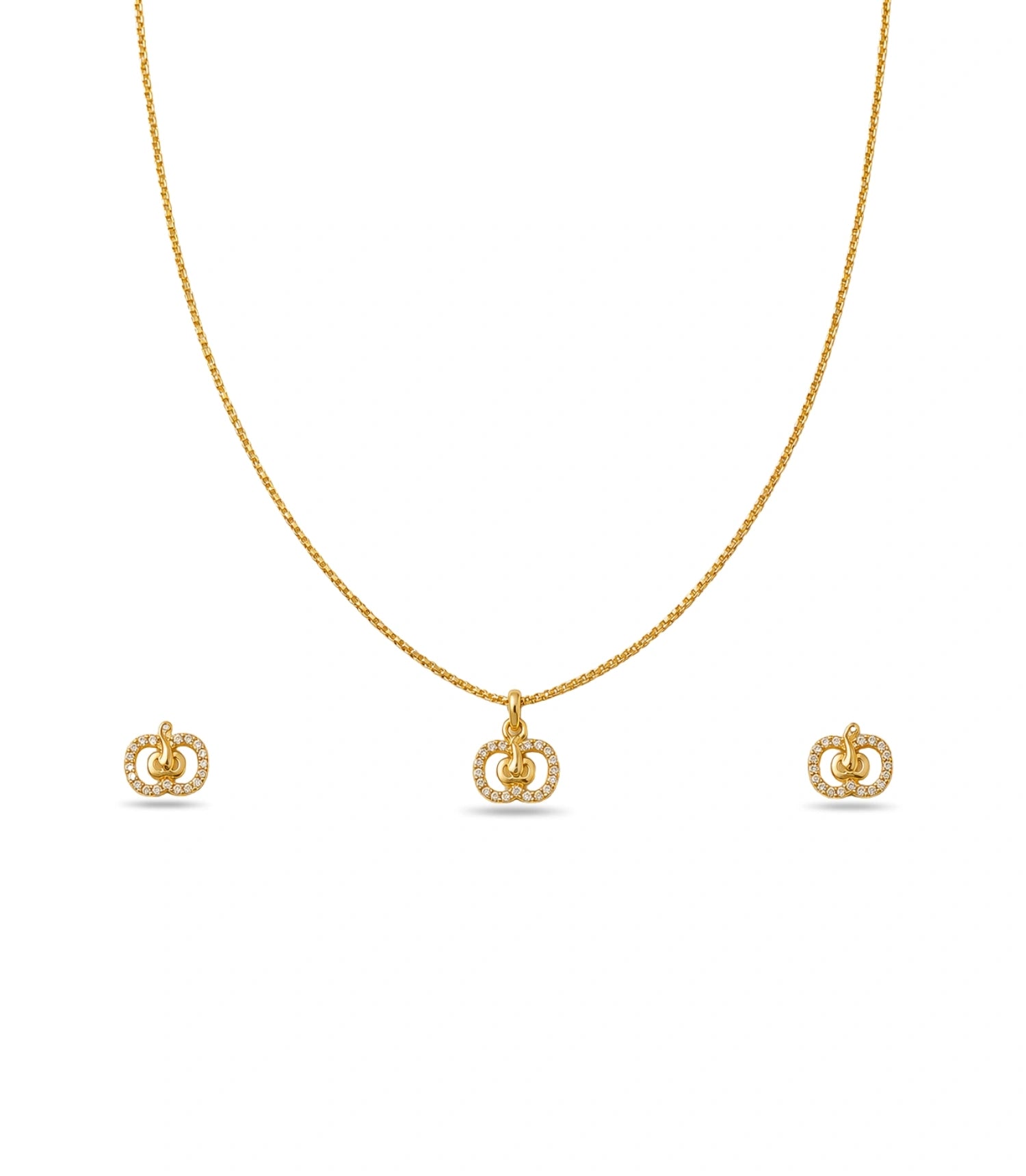 Gold Plated Delicate Apple AD Chain Pendant Set