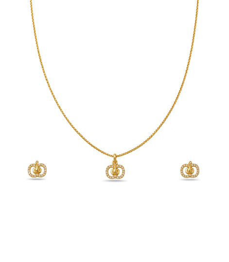 Gold Plated Delicate Apple AD Chain Pendant Set