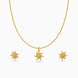 Gold Plated Delicate Curved Ray AD Chain Pendant Set