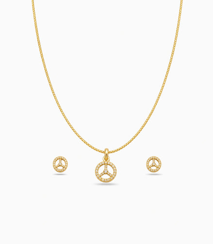 Gold Plated Delicate Trinity Arc AD Chain Pendant Set