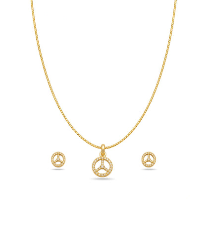 Gold Plated Delicate Trinity Arc AD Chain Pendant Set