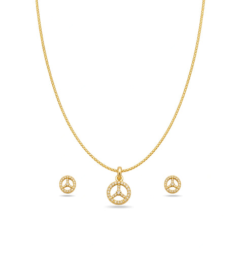 Gold Plated Delicate Trinity Arc AD Chain Pendant Set