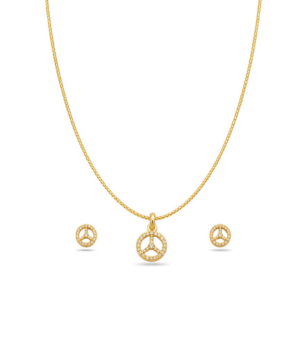 Gold Plated Delicate Trinity Arc AD Chain Pendant Set