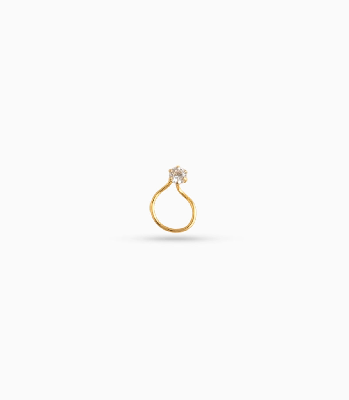 Gold Plated Single Stone AD Nose Ring