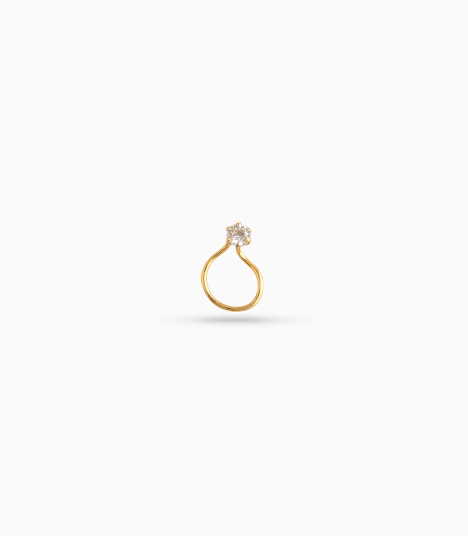 Gold Plated Single Stone AD Nose Ring