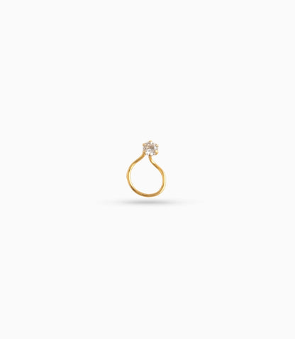 Gold Plated Single Stone AD Nose Ring
