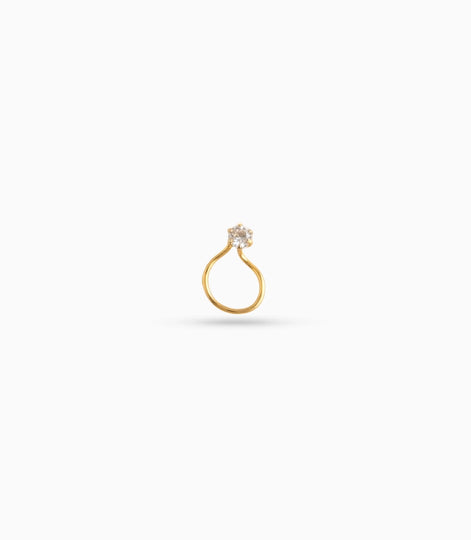 Gold Plated Single Stone AD Nose Ring