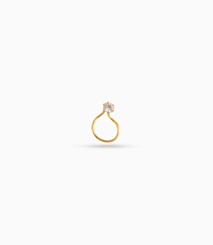 Gold Plated Single Stone AD Nose Ring
