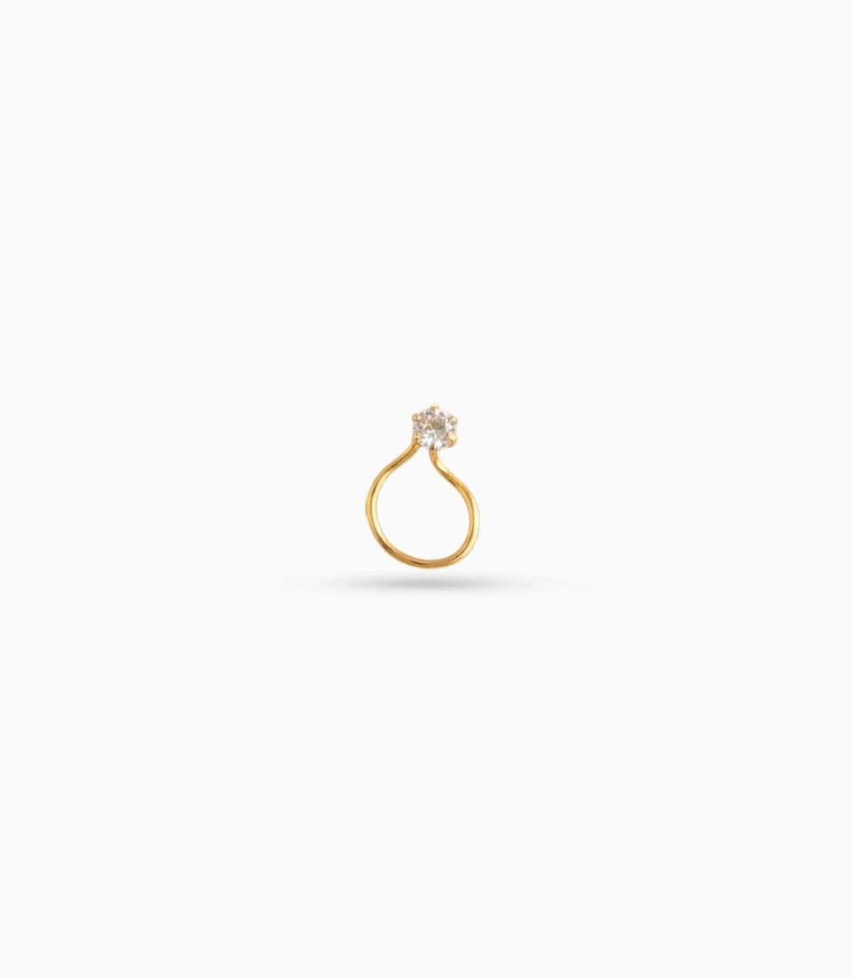 Gold Plated Single Stone AD Nose Ring