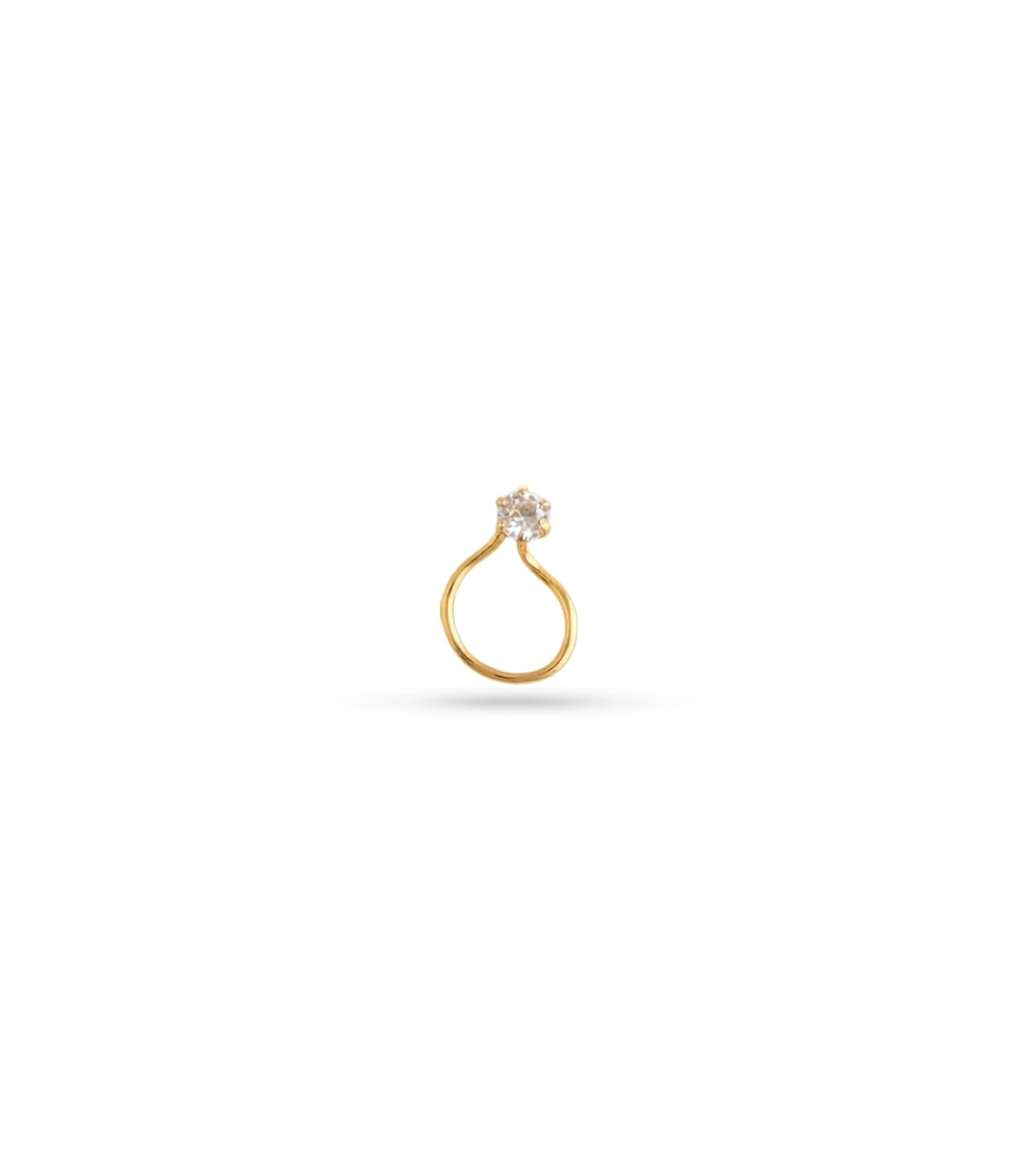 Gold Plated Single Stone AD Nose Ring
