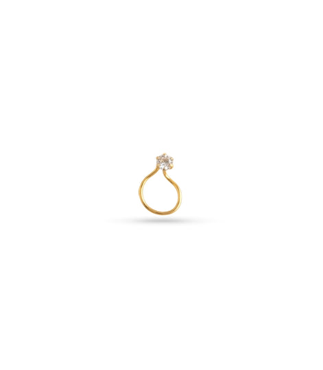 Gold Plated Single Stone AD Nose Ring
