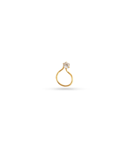 Gold Plated Single Stone AD Nose Ring