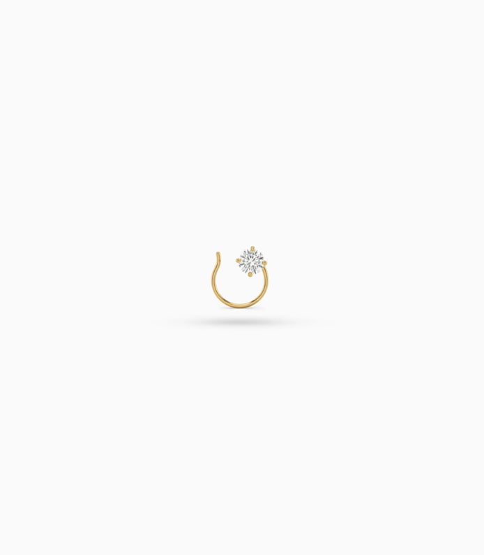 Gold Plated Stone Solitaire AD Nose Pin