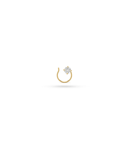 Gold Plated Stone Solitaire AD Nose Pin