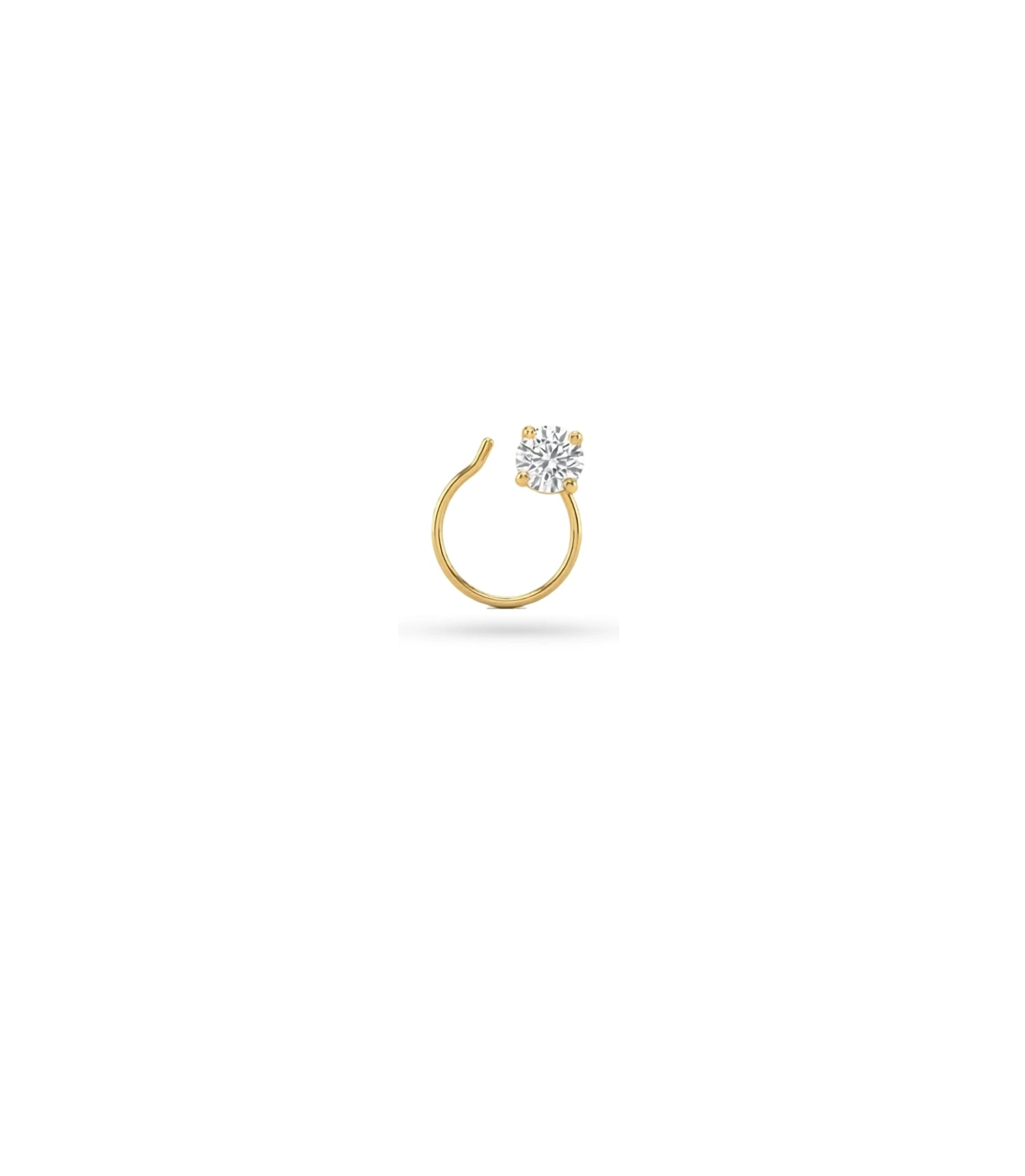 Gold Plated Large Solitaire AD Nose Pin