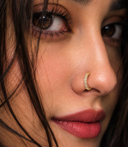 Gold Plated Multi-Stone AD Nose Ring