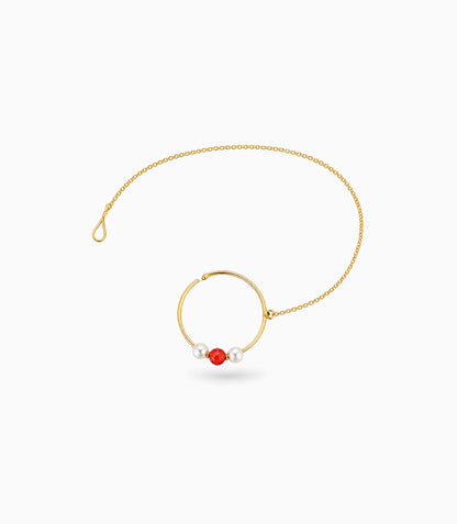 Gold Plated Delicate Pearl Nose Ring