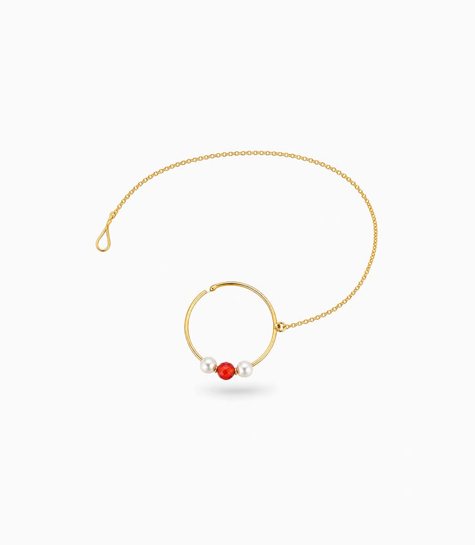 Gold Plated Delicate Pearl Nose Ring