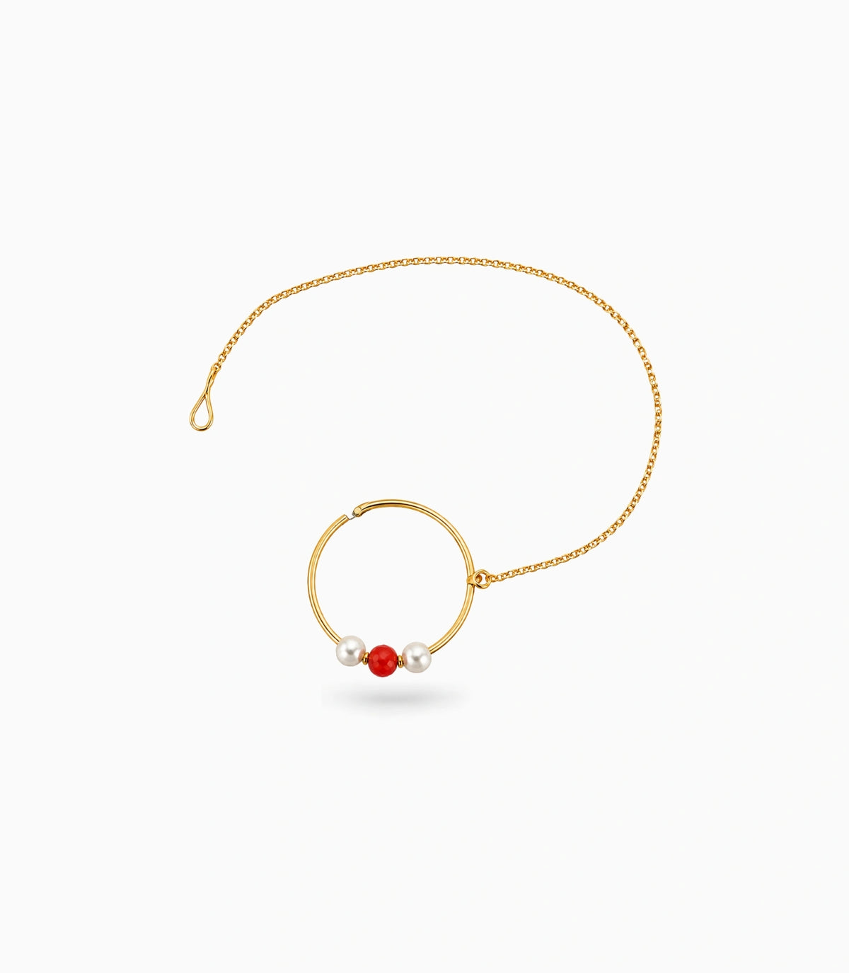 Gold Plated Simple Pearl Nose Ring