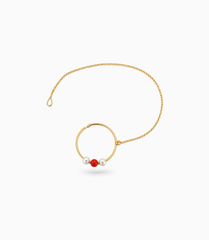 Gold Plated Simple Pearl Nose Ring