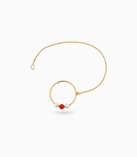 Gold Plated Simple Pearl Nose Ring
