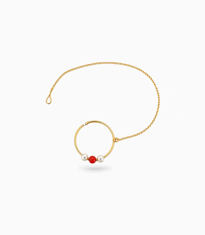 Gold Plated Simple Pearl Nose Ring