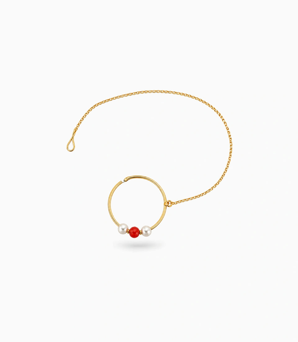 Gold Plated Simple Pearl Nose Ring