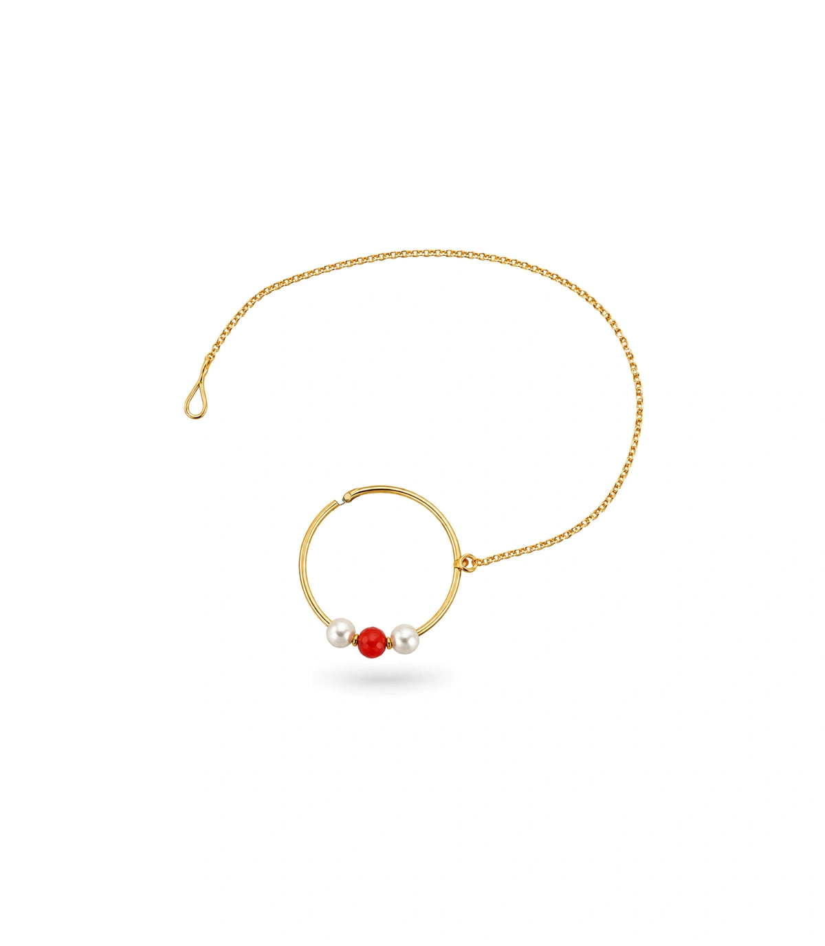 Gold Plated Simple Pearl Nose Ring