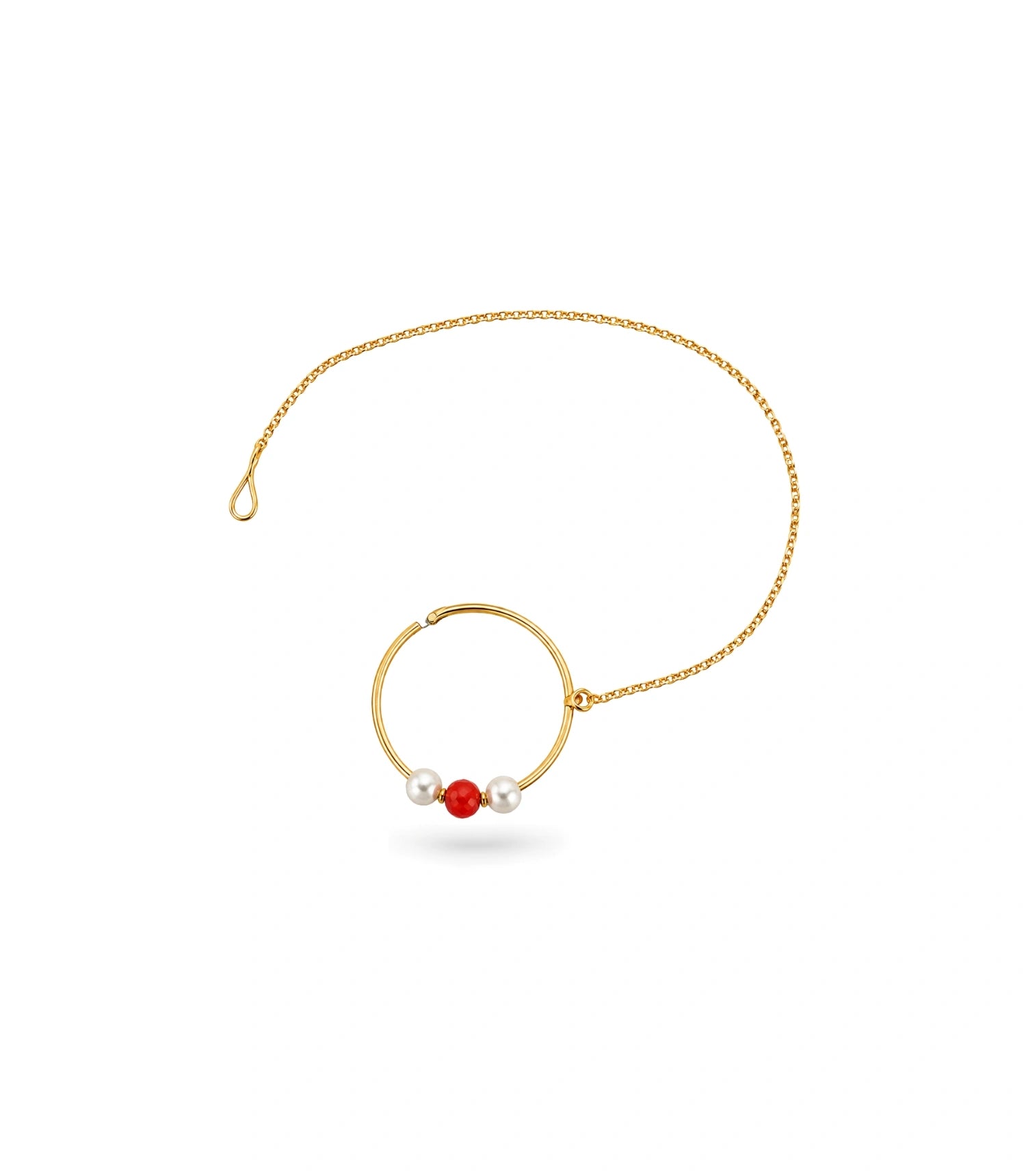 Gold Plated Simple Pearl Nose Ring