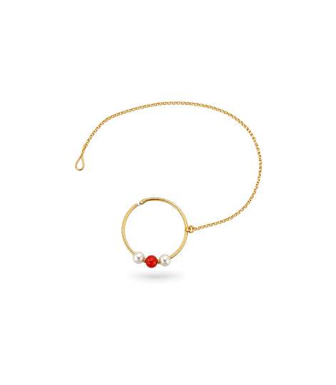 Gold Plated Simple Pearl Nose Ring