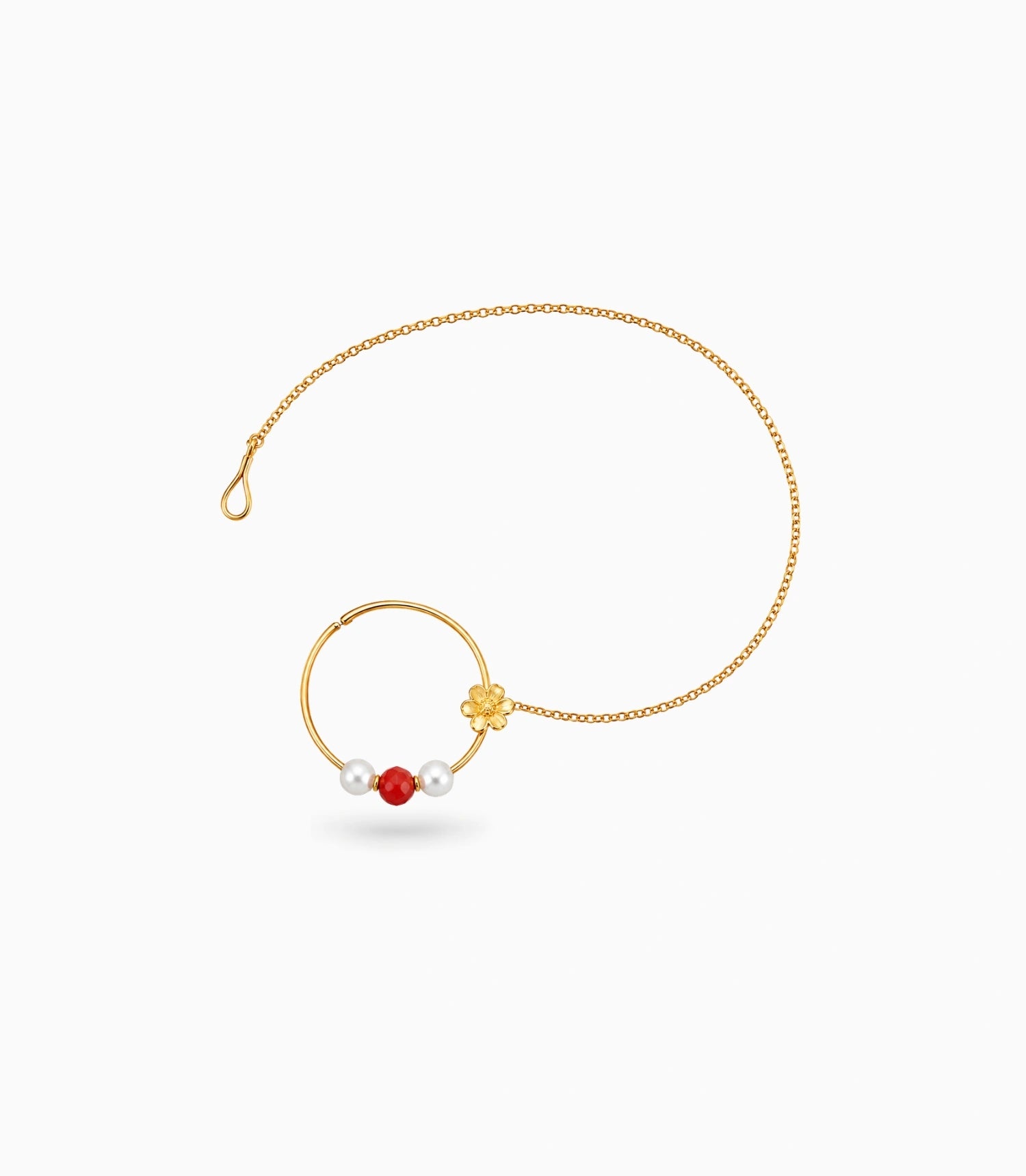 Gold Plated Sleek Pearl Nose Ring