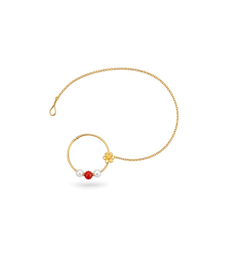 Gold Plated Sleek Pearl Nose Ring