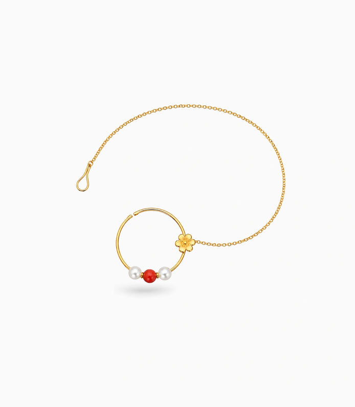 Gold Plated Chic Pearl Nose Ring